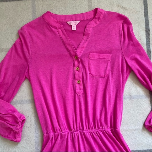 Lilly Pulitzer Hot Pink Cotton Mini Dress. Size Extra Small - Picture 3 of 12